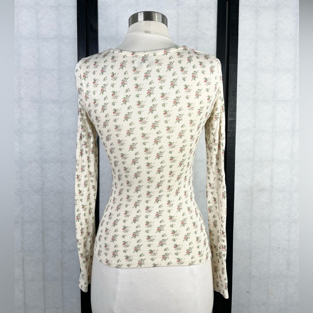 Rouje Cream Floral Long Sleeve Top. 34 - Picture 2 of 7